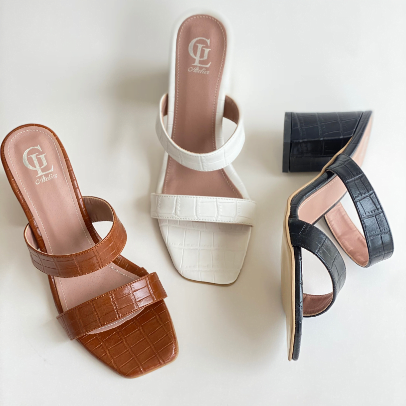 Mabel Croc Leather Heels