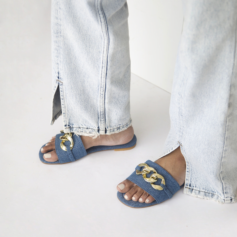 Chains Denim Flats