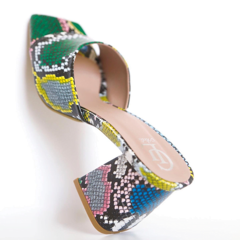 Ruby Multicolor snake heels
